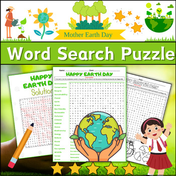 Preview of Happy Earth Day Word Search Puzzle Worksheet Activity ⭐No Prep⭐
