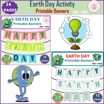 Preview of Happy Earth day Classroom Decor Bulletin Board Letters Banner | Printable banner