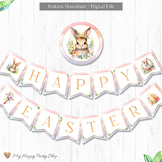 Happy Easter Banner, Classroom Decoration, Watercolors, PRINTABLE