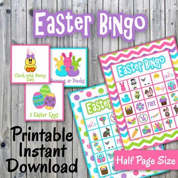 Preview of Happy Easter Bingo Cards and Memory Game - Printable - Up to 30 players