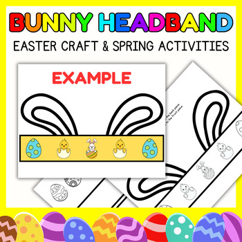 Preview of Happy Easter Bunny Hat l Spring Headband activity l Crown Craft Coloring