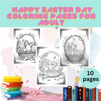 Preview of Happy Easter Day Coloring Pages for Big Kids & Adult
