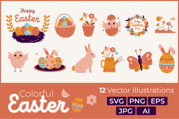 Preview of Happy Easter Illustration Set