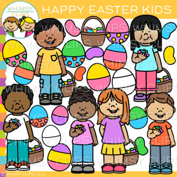 Happy Easter Kids Clip Art by Whimsy Clips | Teachers Pay Teachers