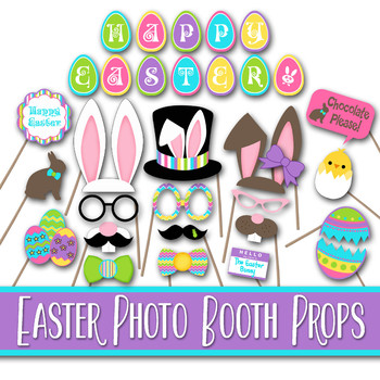 LOKIPA 31 Easter Photo Booth Props Easter Photo Props for Easter Backdrop and Photograph