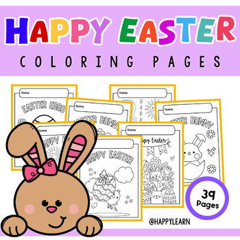 Preview of Happy Easter coloring pages printables for kids.