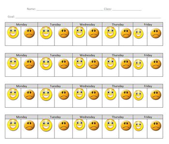 Happy Sad Face Behavior Chart