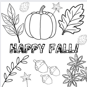 Happy Fall Coloring Page by MsMayse Teaching Materials | TPT