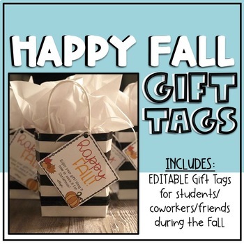Preview of Happy Fall Gift Tags EDITABLE