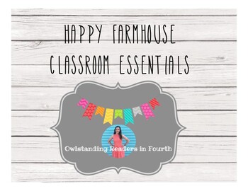Preview of Happy Farmhouse Classroom Essentials (EDITABLE)