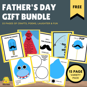 Preview of Happy Father's Day Card and Daddy Shark Activity FREEBIE