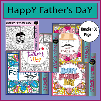 Preview of Happy Father's Day Collaborative Coloring Poster for Classroom Bulletin Board