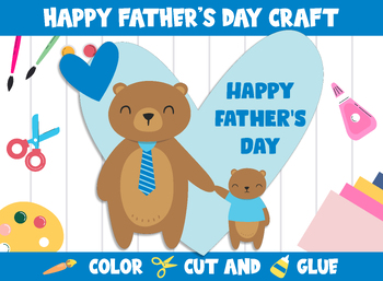 Preview of Happy Father's Day Craft Activity - Color, Cut, and Glue for PreK to 2nd Grade