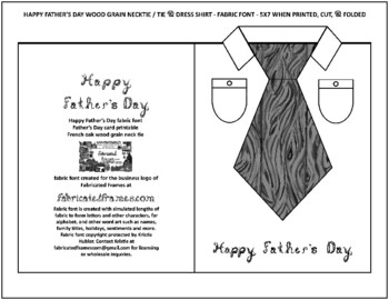 Preview of Happy Father's Day Fabric Font Black Wood Grain Tie & Dress Shirt Card Printable