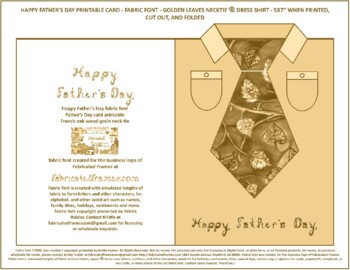 Preview of Happy Father's Day Fabric Font  Golden Leaves Tie & Dress Shirt Card Printable