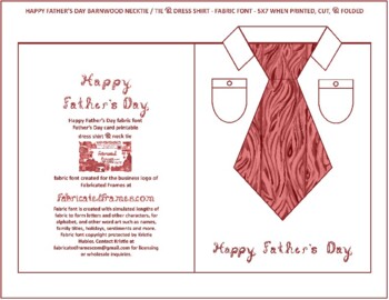 Preview of Happy Father's Day Fabric Font Red Barn Wood Tie & Dress Shirt Card Printable