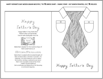 Preview of Happy Father's Day Fabric Font Silver Wood Grain Tie Dress Shirt Card Printable