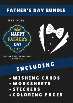 Preview of Happy Father's Day Fun Pack: Cards, Activity Worksheets, and Stickers for Kids