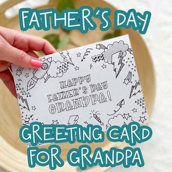 Preview of Happy Father's Day Grandpa Coloring Greeting Card | Grandfather Printable Craft