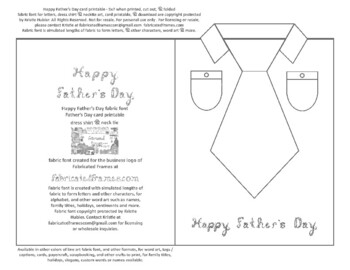 Preview of Happy Father's Day Gray Silver Fabric Font Tie And Dress Shirt Card Printable