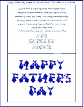 Preview of Happy Father's Day Navy Blue Necktie Font Letters 7x5 Inch Card Printable