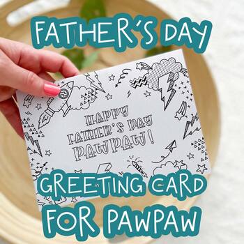 Pawpaw Birthday Card From Grandchild COLORABLE Paw Paw Card 