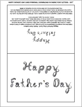 Preview of Happy Father's Day Printable Greeting Card  Download Black Fabric Font Letters