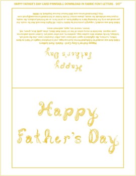 Preview of Happy Father's Day Printable Greeting Card Download Gold Fabric Font Letters