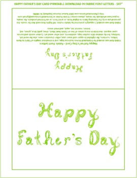 Preview of Happy Father's Day Printable Greeting Card Download Green Fabric Font Letters