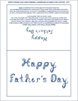 Preview of Happy Father's Day Printable Greeting Card Download Navy Blue Fabric Font Letter