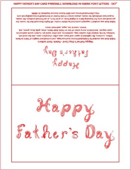Preview of Happy Father's Day Printable Greeting Card Download Red Fabric Font Letters