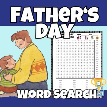 Preview of Happy Father's Day Word Search Vocabulary Easy for K 1st 2nd 3rd