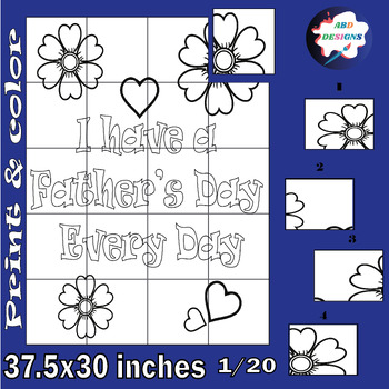 Preview of Happy Father's day Quotes Coloring Collaborative Poster Art