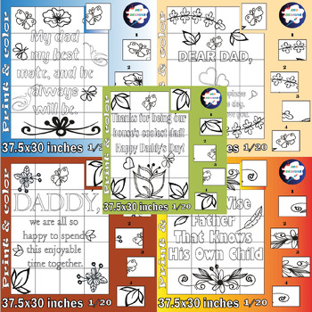 Preview of Happy Father's day Quotes Coloring Collaborative Poster Art Bundle
