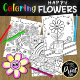 Happy Flower Coloring Pages - Summer Garden Printable Activity