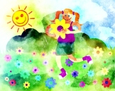 Happy Flower Girl Clipart Illustration