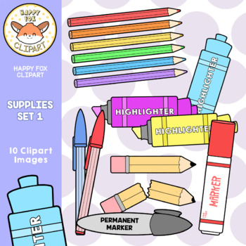 Happy Fox: Classroom Supplies, Set 1 by Happy Fox Clipart | TPT