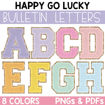 Preview of Happy Go Lucky Varsity Bulletin Board Letters / Clipart / Lettering Pack