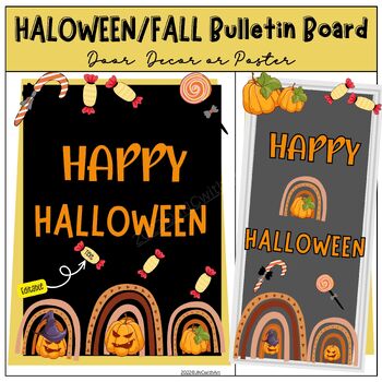 Happy Halloween Bulletin Board Kit, Fall Door Decoration Kit,Editable