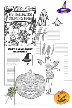 Preview of Happy Halloween Coloring Book Journal for Adults, Kids and Teens!