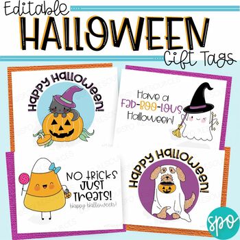 Preview of Happy Halloween Cutie Gift Tags- Editable Halloween Treat Bag Labels