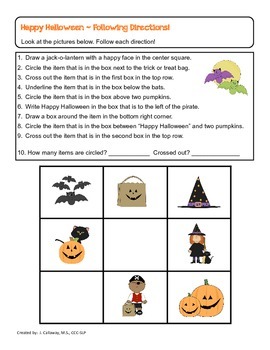 Happy Halloween ~ Following Directions and Conceptual Terms! | TpT