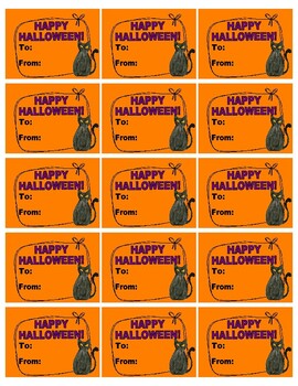 Happy Halloween Kids tags stickers labels gift teacher student cat