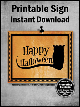 DIGITAL halloween black cat art print,Happy Halloween Printable,Halloween Poster,Halloween Decor,Halloween Party Sign