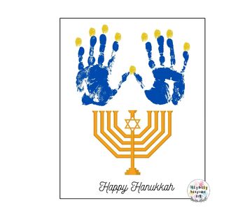 Preview of Happy Hanukkah Handprint Art Craft Printable Template / Winter / Religion