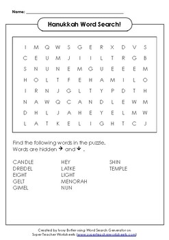 Happy Hanukkah Word Search! by Ivory Butler | TPT