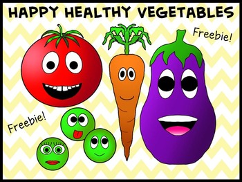 Preview of Happy Healthy Vegetables Clipart Freebie