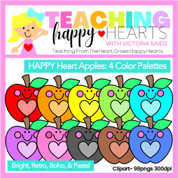 Preview of Happy Heart Apples Clipart