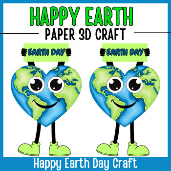 Preview of Happy Heart Earth Celebrate 3D Paper Craft | Happy Earth Day Craft Activity