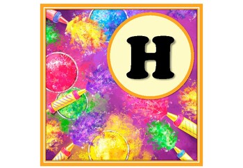 Preview of Happy Holi, Spring Festival, Ancient India Pennant Letters, Spring Holi Decor